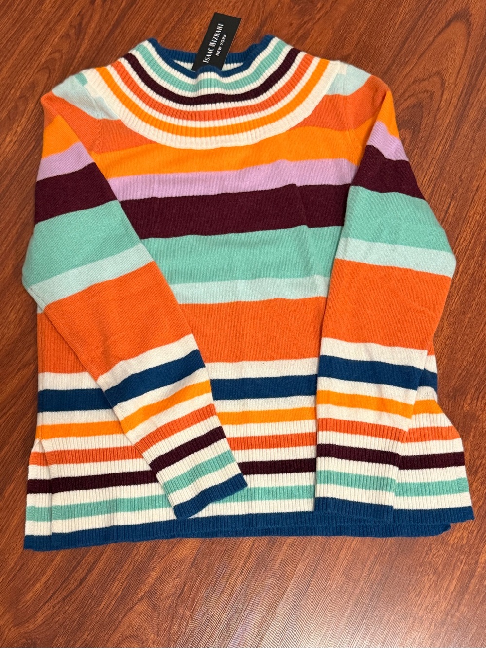 ISAAC MIZRAHI Striped V-Neck Sweater - Multi